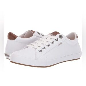 Taos Star Burst Canvas Lace-up Casual SneakerWith Brown Leather Accents Size 9.5